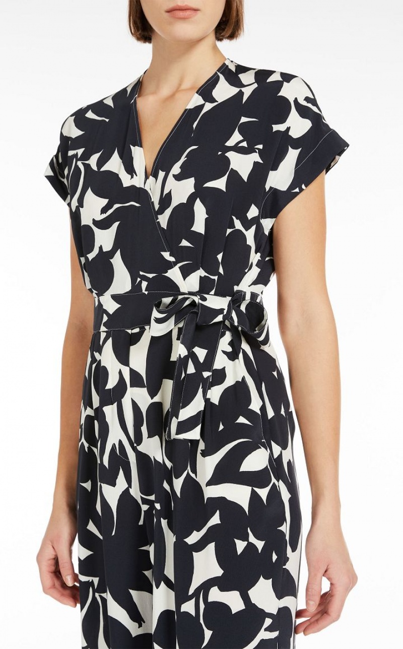 Max Mara In Printed Silk Overall Schwarz | MMR593416