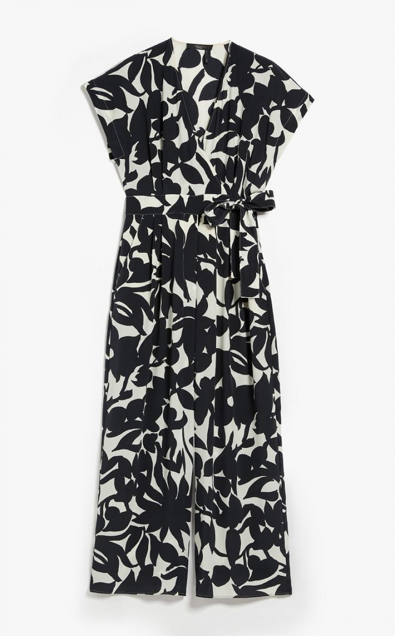 Max Mara In Printed Silk Overall Schwarz | MMR593416