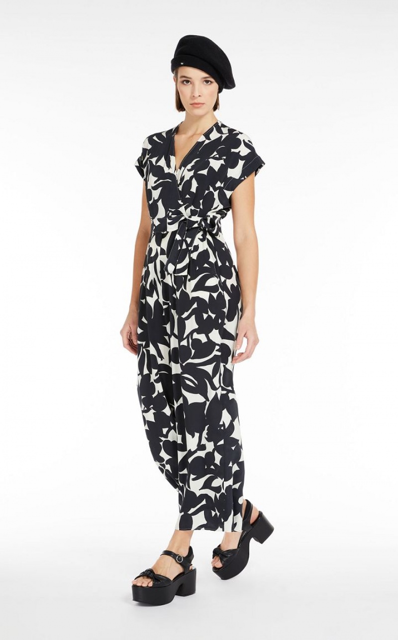 Max Mara In Printed Silk Overall Schwarz | MMR593416