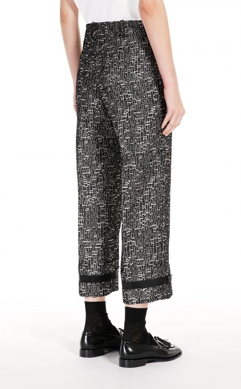 Max Mara Jacquard Baumwoll Hosen Schwarz | MMR593757