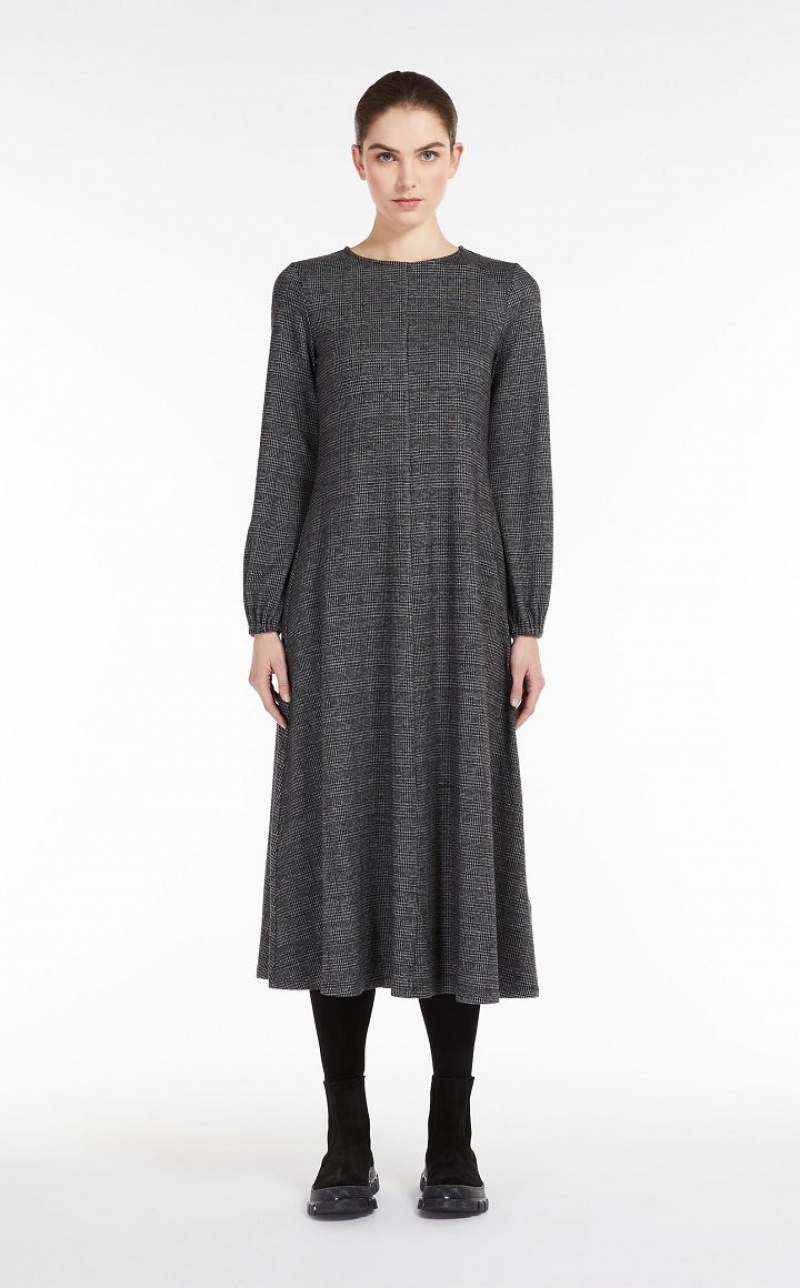 Max Mara Jacquard Jersey Kleid Schwarz | MMR593405