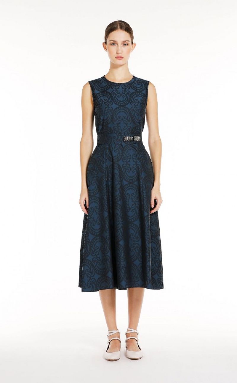 Max Mara Jacquard Kleid Navy | MMR593285