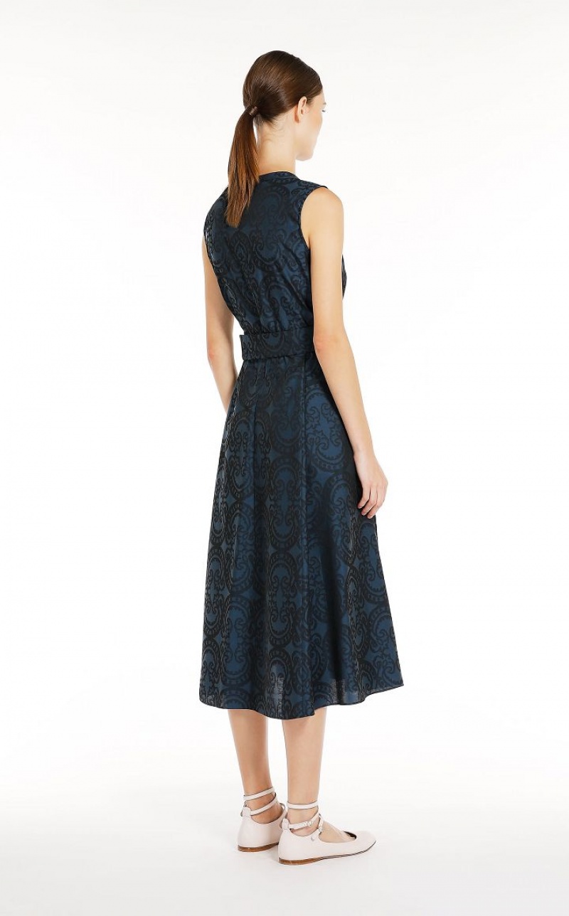 Max Mara Jacquard Kleid Navy | MMR593285