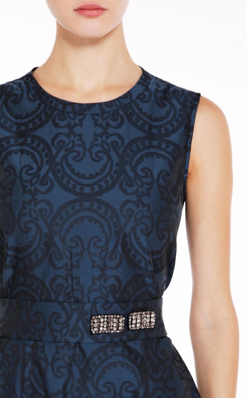 Max Mara Jacquard Kleid Navy | MMR593285