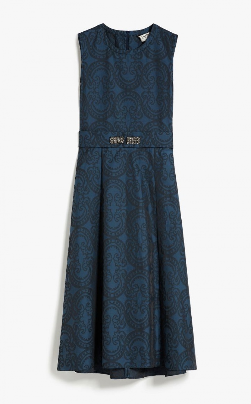 Max Mara Jacquard Kleid Navy | MMR593285