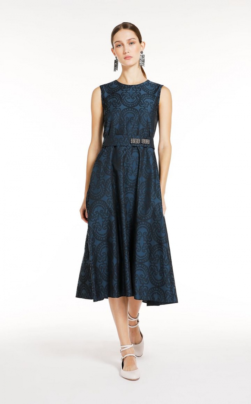 Max Mara Jacquard Kleid Navy | MMR593285