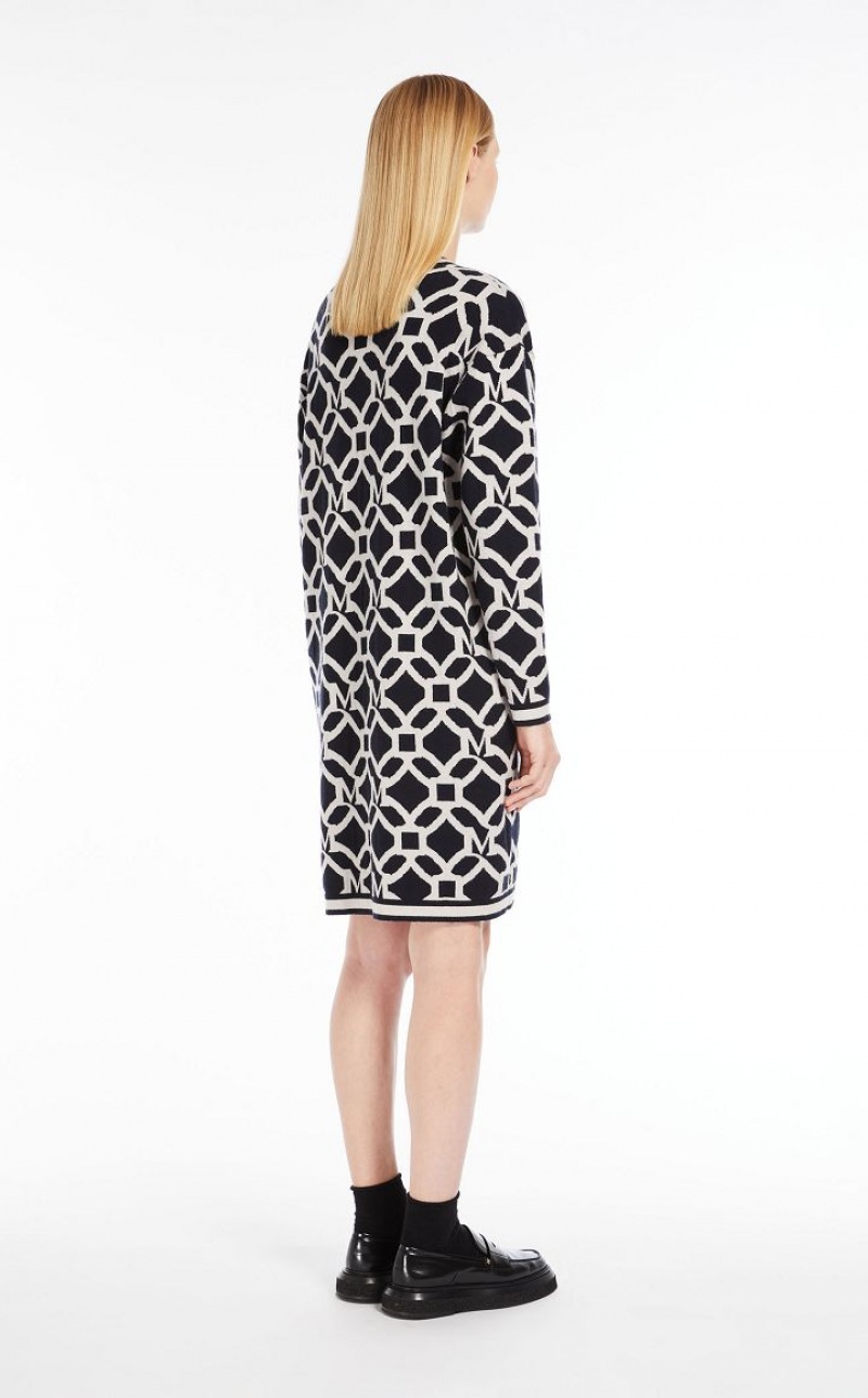 Max Mara Jacquard-knit Wolle And Cashmere Kleid Navy | MMR593351