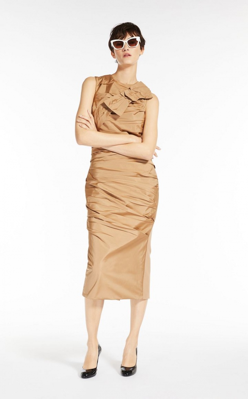 Max Mara Jersey Sheath With Bow Kleid Braun | MMR593385