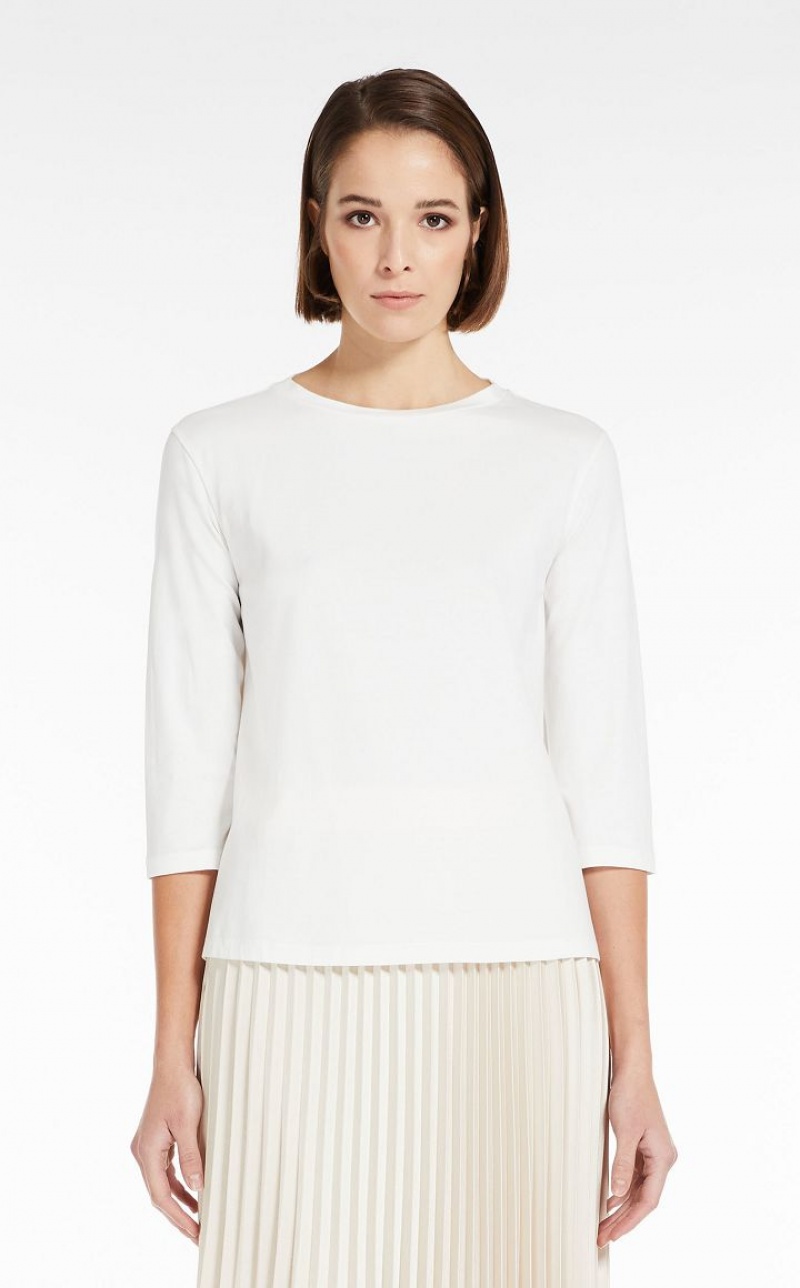 Max Mara Jersey T-shirt Weiß | MMR593672