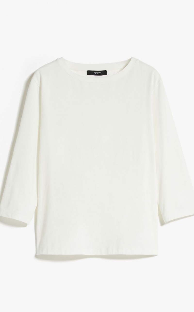 Max Mara Jersey T-shirt Weiß | MMR593672