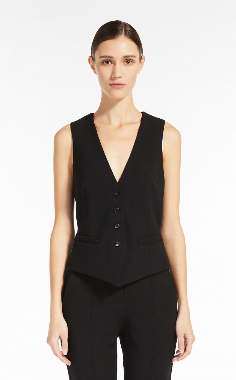 Max Mara Jersey V-neck Gilet Blazer Schwarz | MMR594101