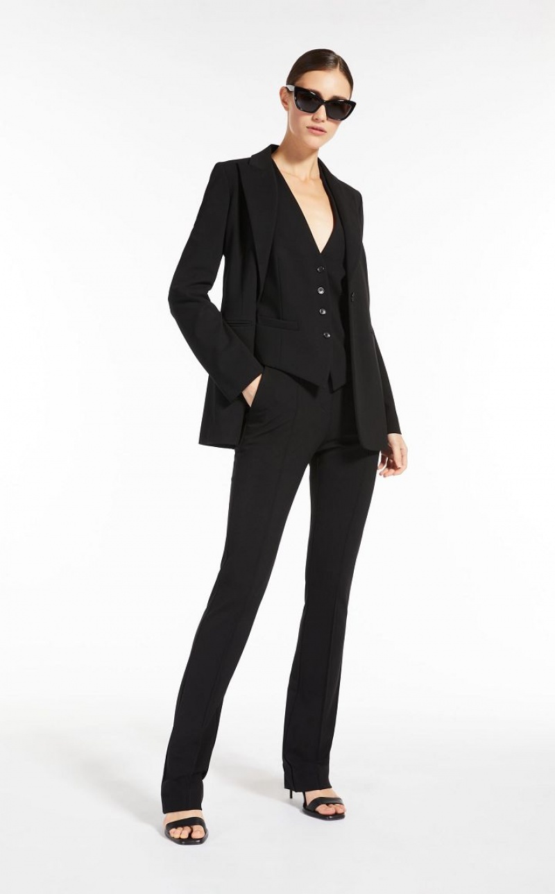 Max Mara Jersey V-neck Gilet Blazer Schwarz | MMR594101