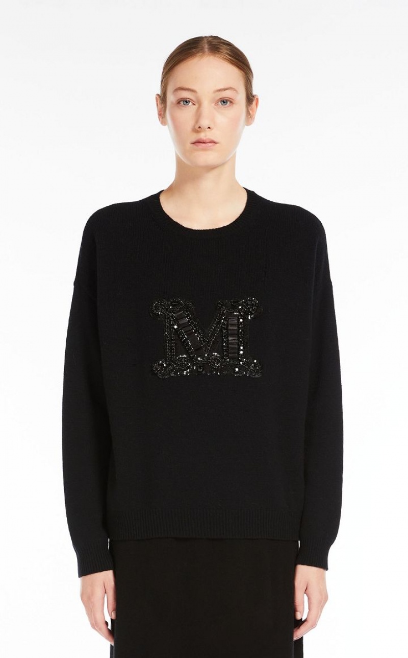 Max Mara Jewel Embroidered Cashmere Strickwaren Schwarz | MMR593424