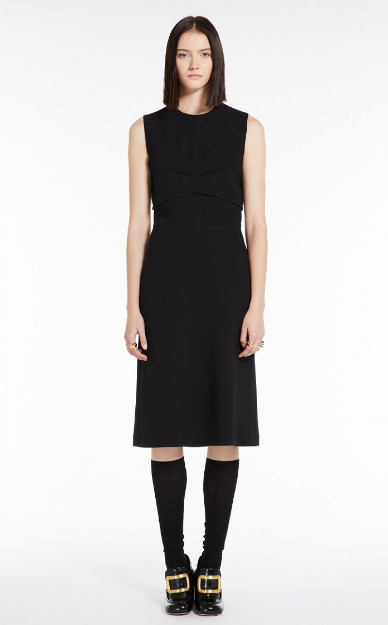 Max Mara Kleider With Intarsia And Cut-out On The Back Kleid Schwarz | MMR593291