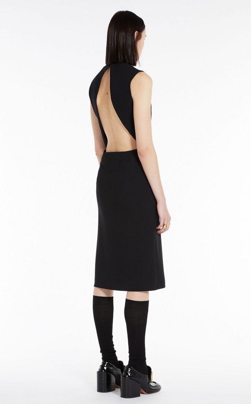 Max Mara Kleider With Intarsia And Cut-out On The Back Kleid Schwarz | MMR593291