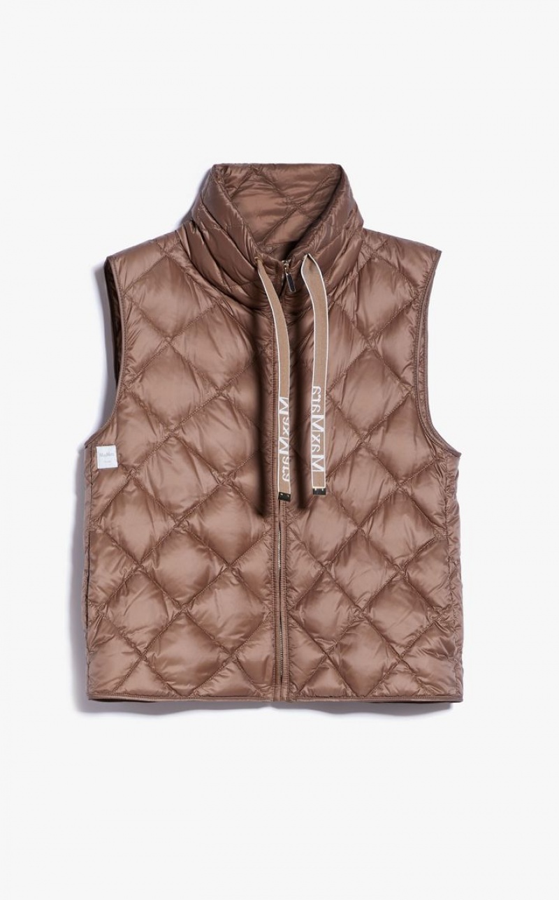 Max Mara Kurzes Gilet In Wasser-resistant Canvas Padded Braun | MMR593969