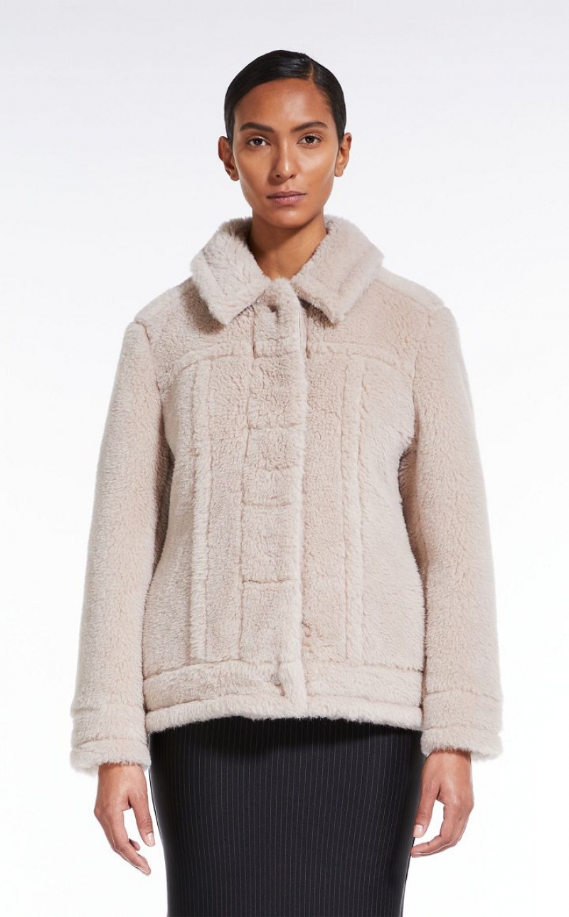 Max Mara Kurzes Jacket In Teddy Fabric Mäntel Beige | MMR593882