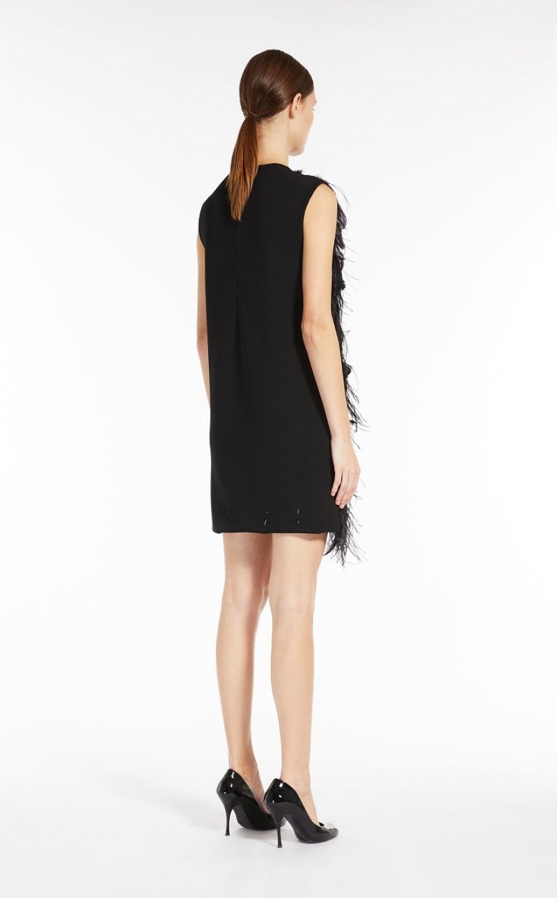 Max Mara Kurzes With Feathers Kleid Schwarz | MMR593339