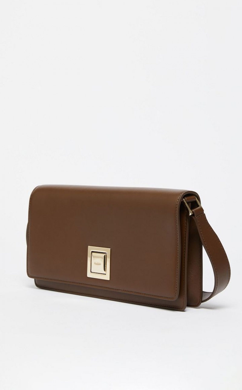 Max Mara Leder Clutch MM Bag Kaffee | MMR594123