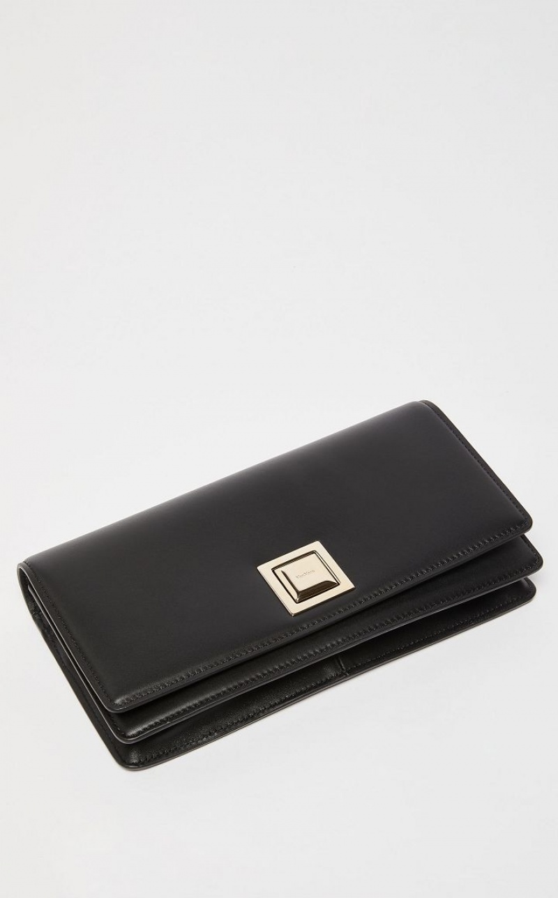 Max Mara Leder Clutch MM Bag Schwarz | MMR594124