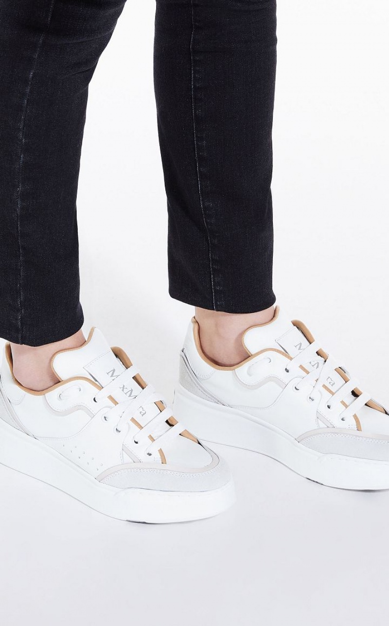 Max Mara Leder Sneakers Weiß | MMR594210