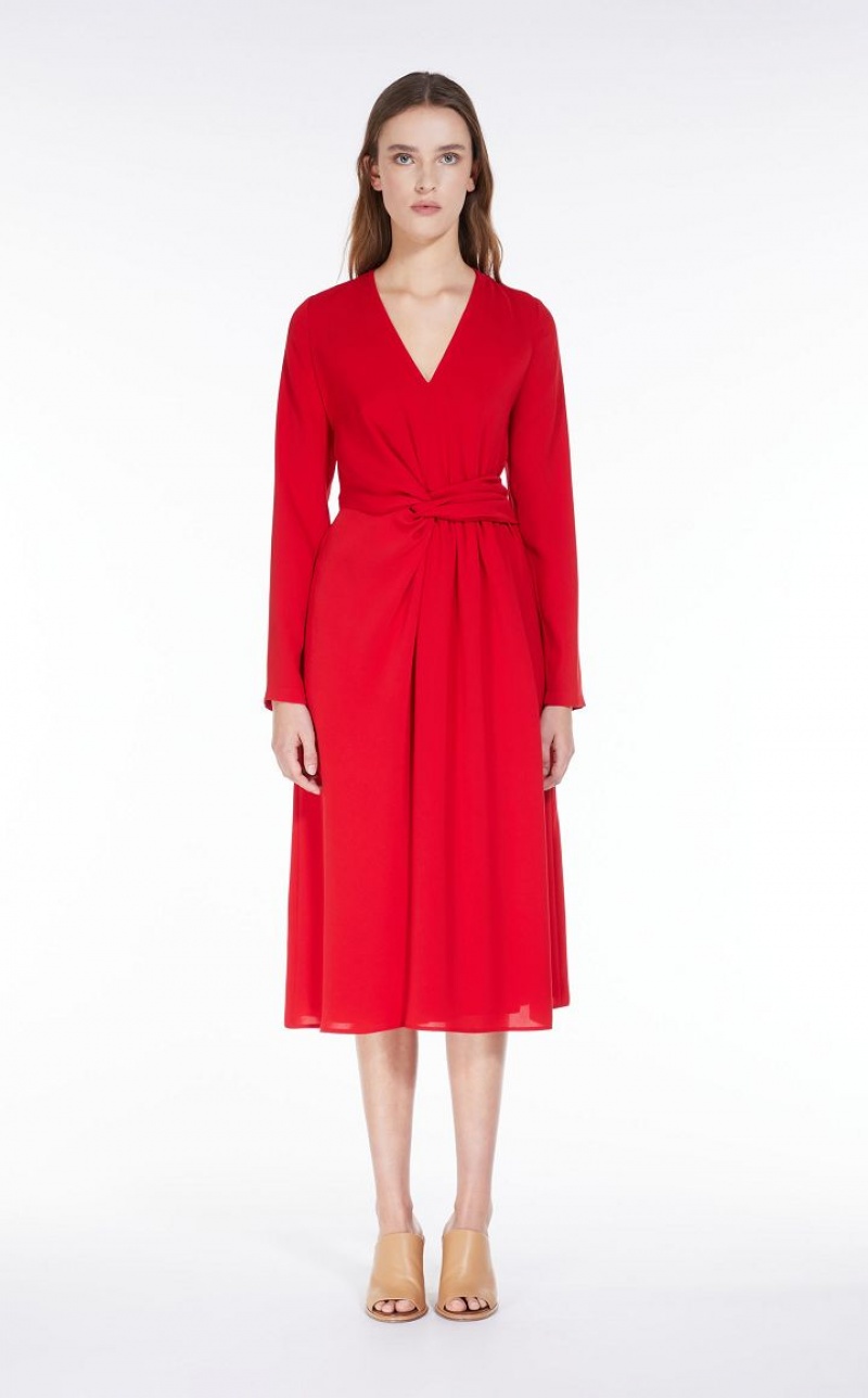 Max Mara Long Draped Cady Kleid Rot | MMR593384