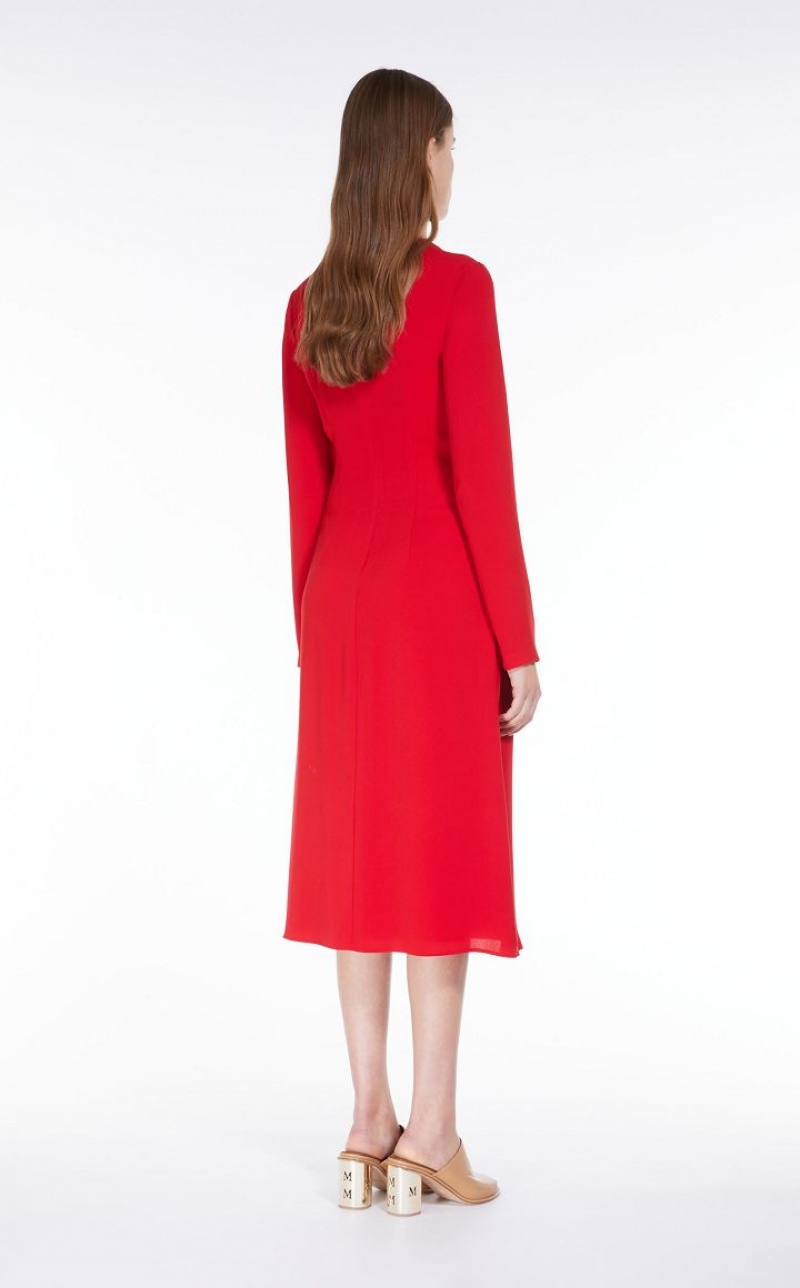 Max Mara Long Draped Cady Kleid Rot | MMR593384