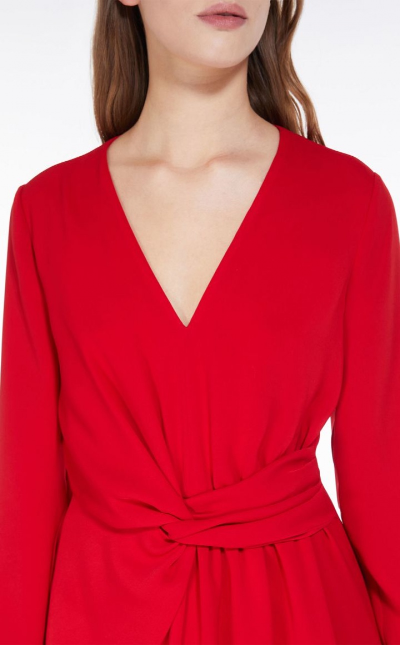 Max Mara Long Draped Cady Kleid Rot | MMR593384