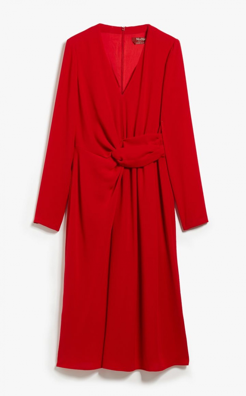 Max Mara Long Draped Cady Kleid Rot | MMR593384