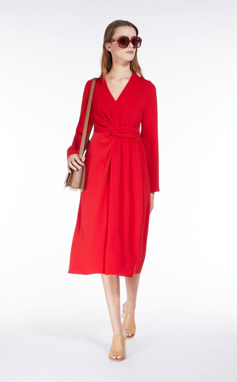 Max Mara Long Draped Cady Kleid Rot | MMR593384