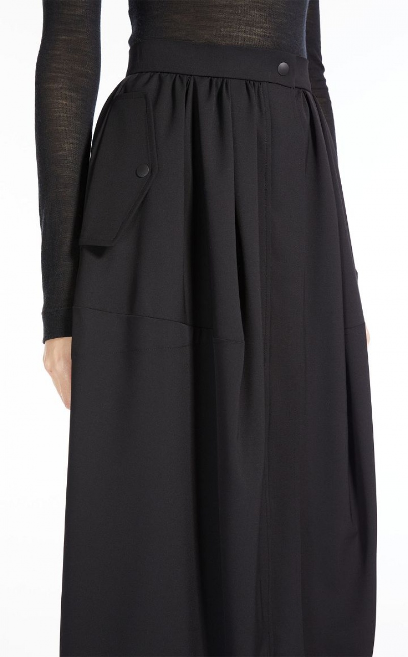 Max Mara Long, Gabardine Wolle Röcke Schwarz | MMR593703