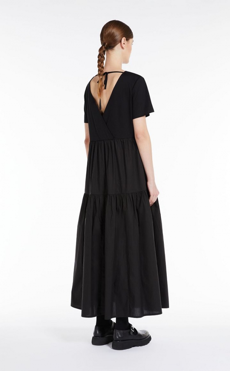 Max Mara Long In Jersey And Baumwoll Kleid Schwarz | MMR593374