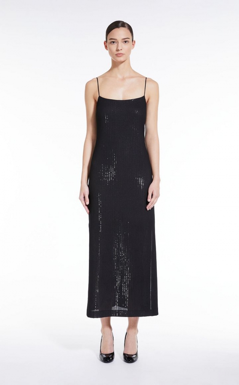 Max Mara Long Sequined Kleid Schwarz | MMR593368