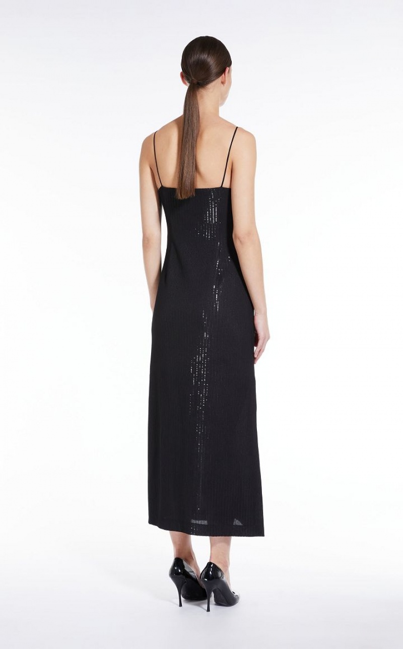 Max Mara Long Sequined Kleid Schwarz | MMR593368