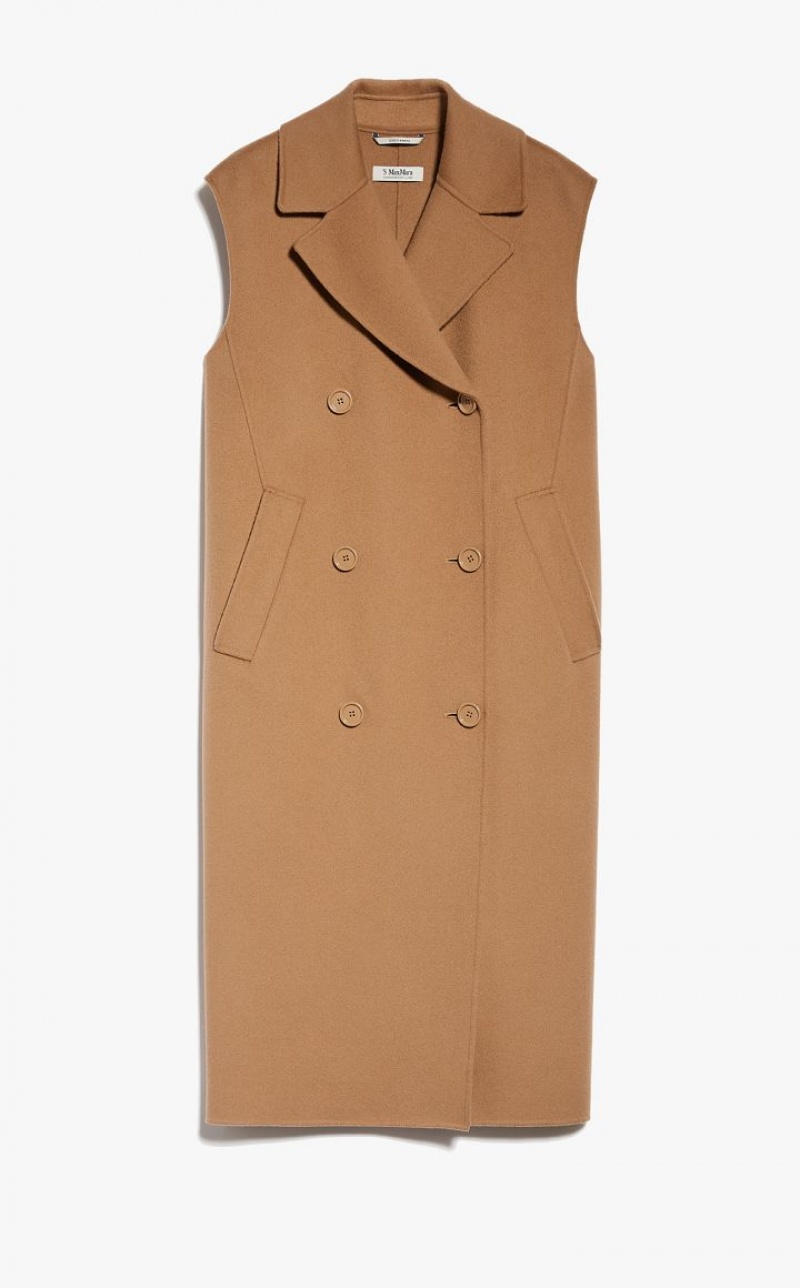 Max Mara Long Wolle Gilet Mäntel Braun | MMR593859