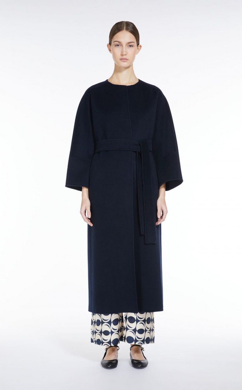 Max Mara Long Wolle Mäntel Navy | MMR593897