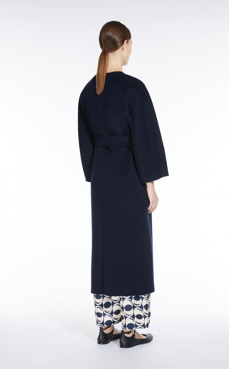 Max Mara Long Wolle Mäntel Navy | MMR593897