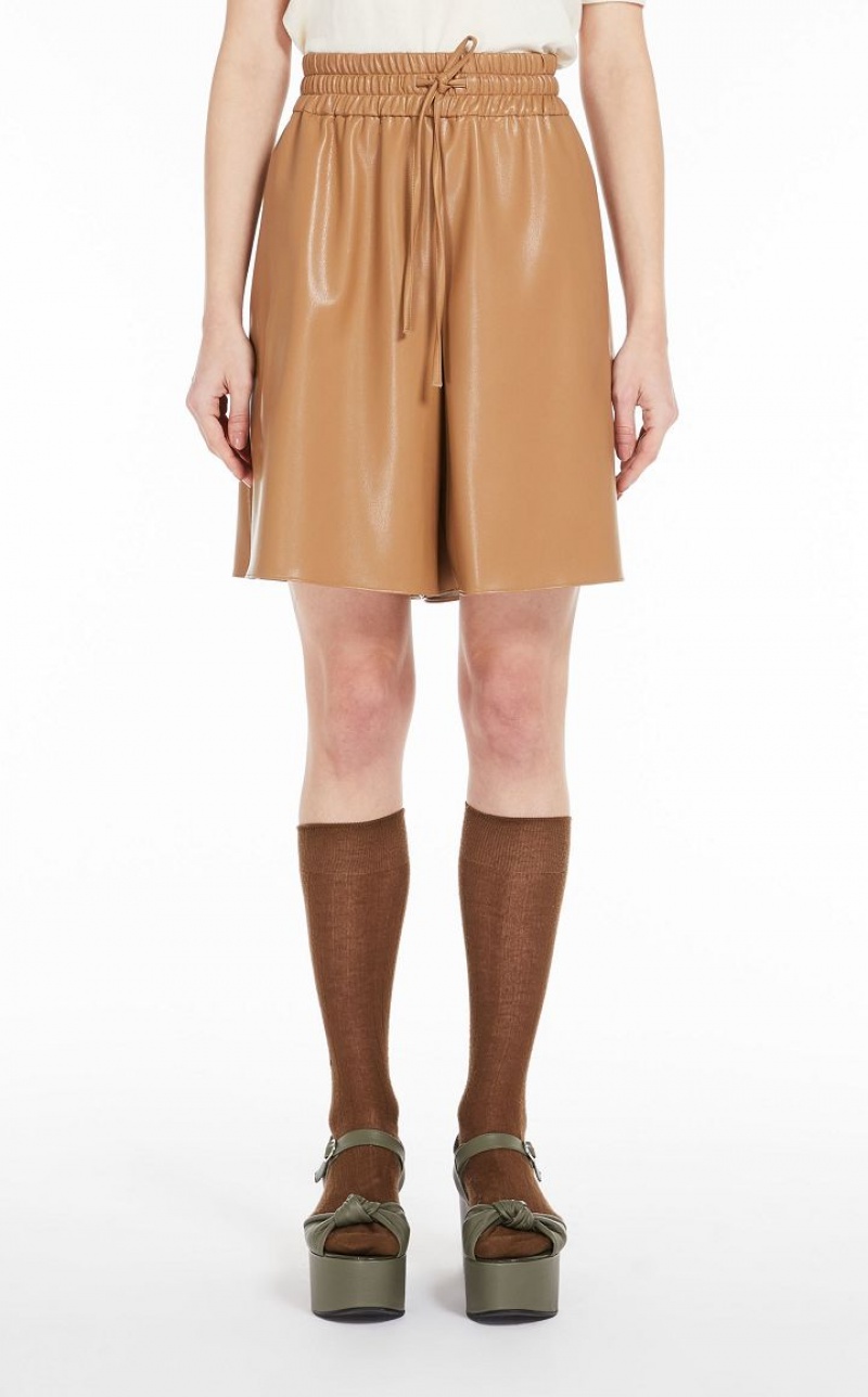 Max Mara Loose-fit Shorts With Drawstring Hosen Braun | MMR593755