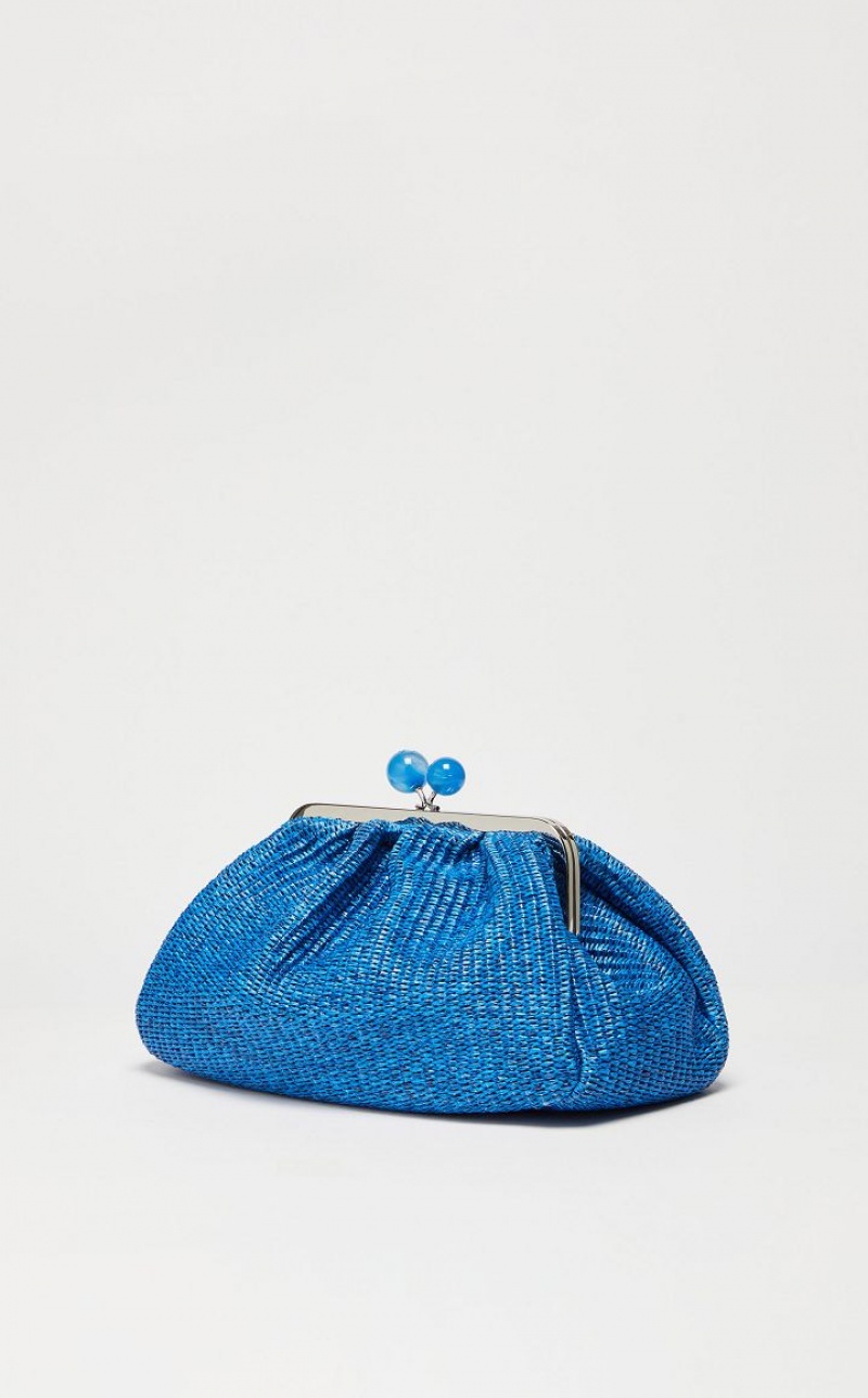 Max Mara Medium Pasticcinoin Raffia Weekend Bag Blau | MMR594142