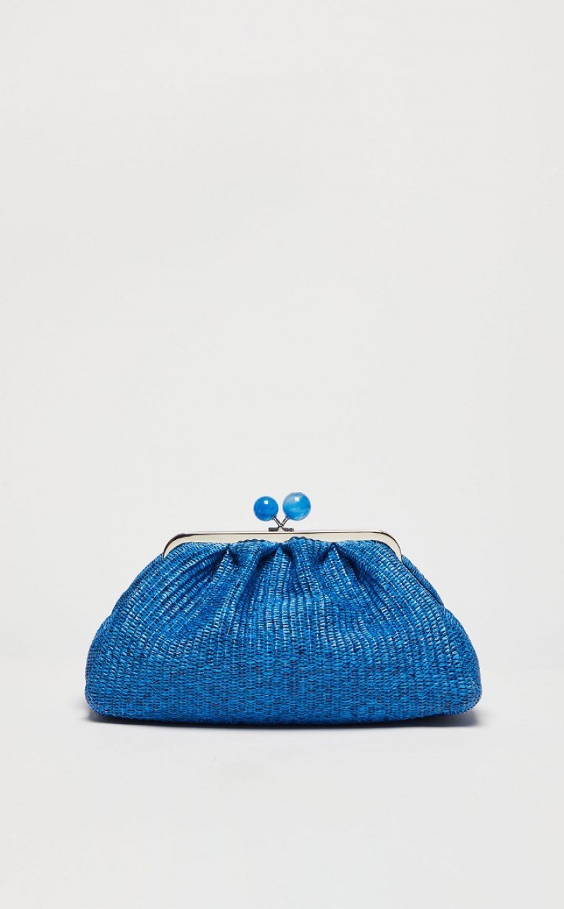 Max Mara Medium Pasticcinoin Raffia Weekend Bag Blau | MMR594142