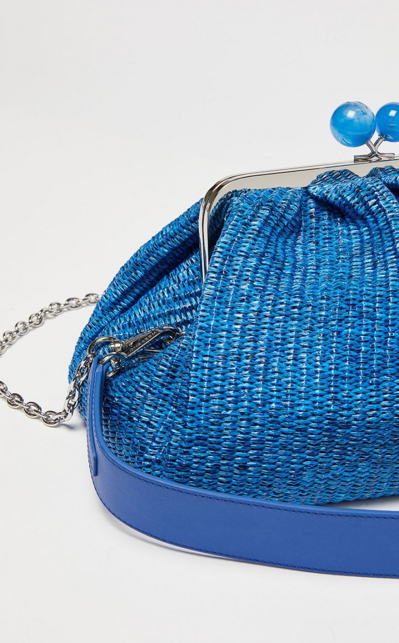 Max Mara Medium Pasticcinoin Raffia Weekend Bag Blau | MMR594142