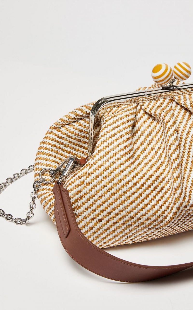 Max Mara Medium Pasticcinoin Raffia Weekend Bag Braun | MMR594150