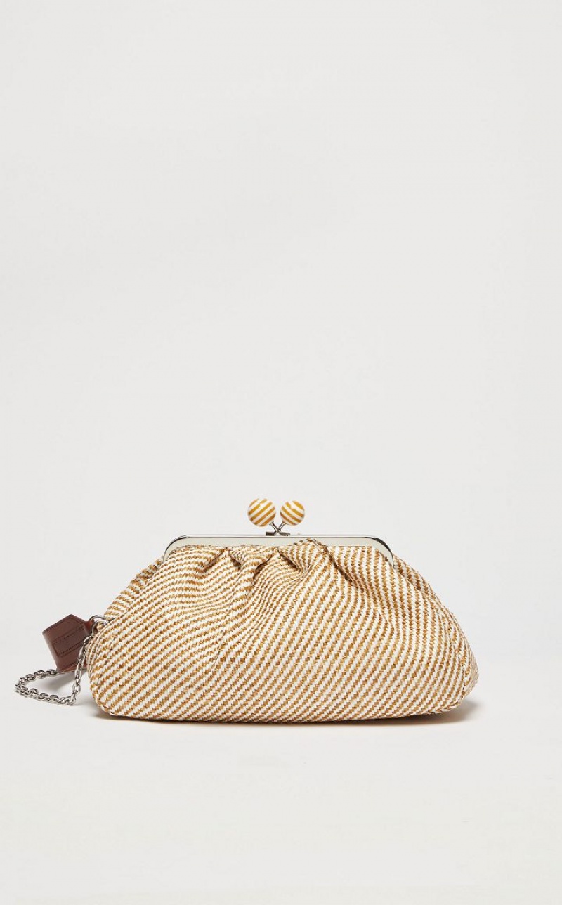 Max Mara Medium Pasticcinoin Raffia Weekend Bag Braun | MMR594150