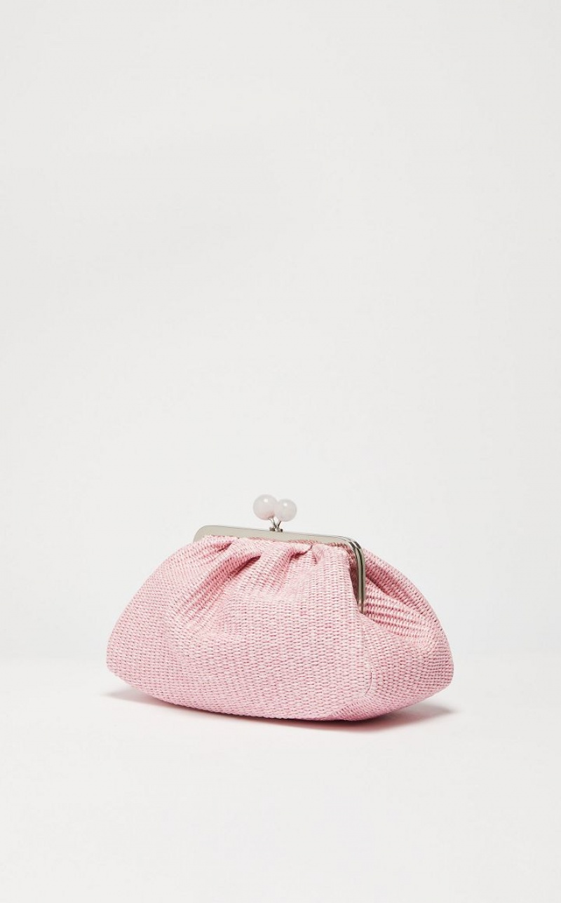 Max Mara Medium Pasticcinoin Raffia Weekend Bag Rosa | MMR594166