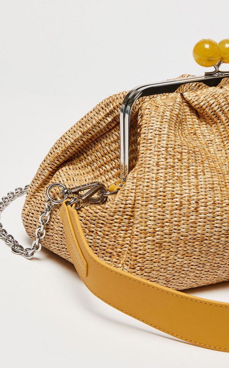 Max Mara Medium Pasticcinoin Raffia Weekend Bag Beige | MMR594167