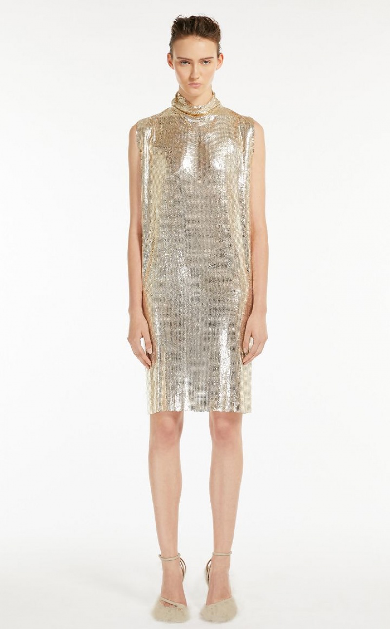 Max Mara Metallic-knit With Cut-out Detail Kleid Rosa | MMR593284