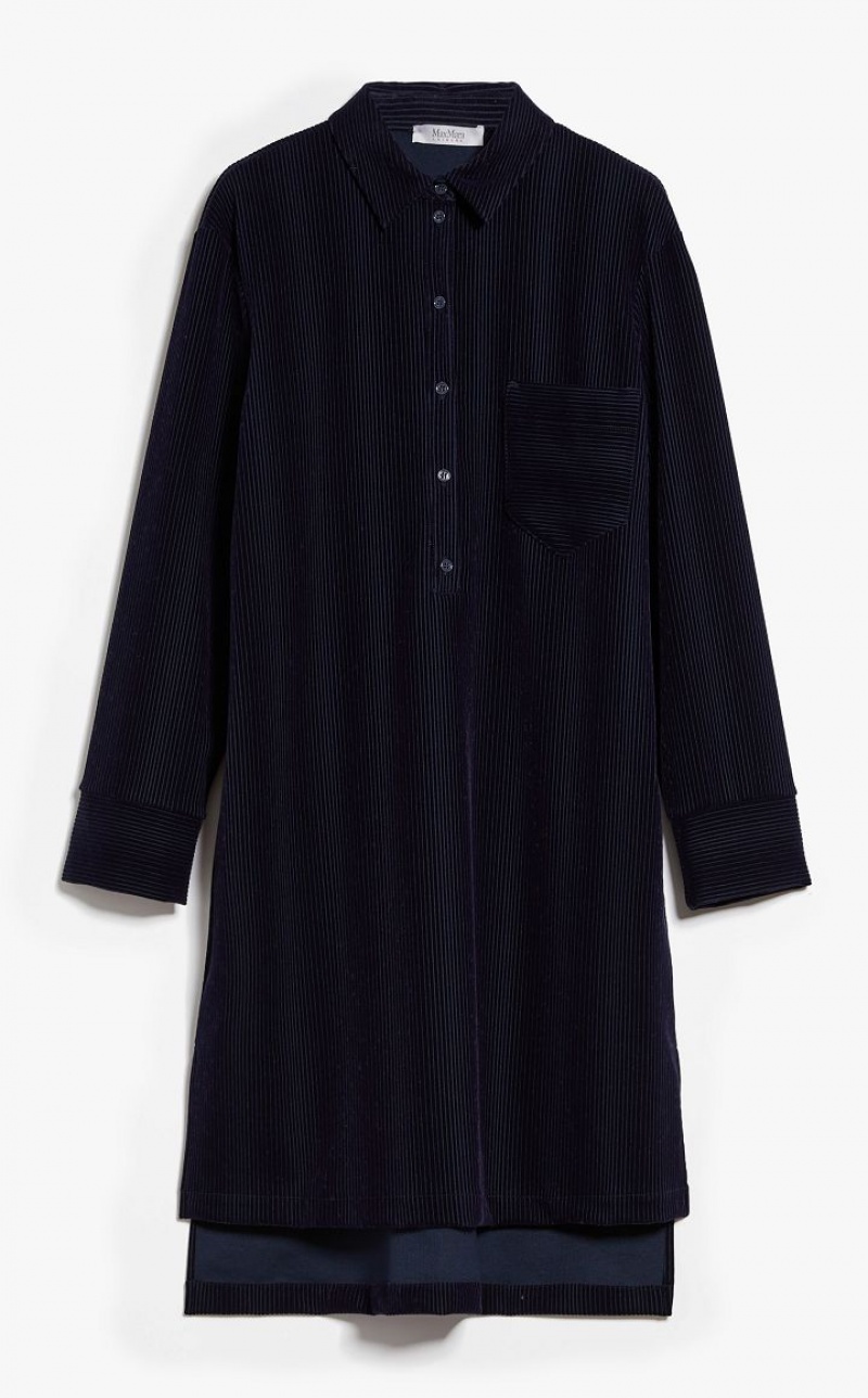 Max Mara Milano Fabric Shirt Kleid Navy | MMR593350