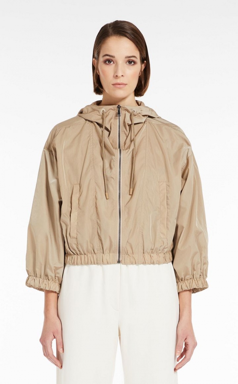 Max Mara Mit Kapuze Taffeta Trench Khaki | MMR593947