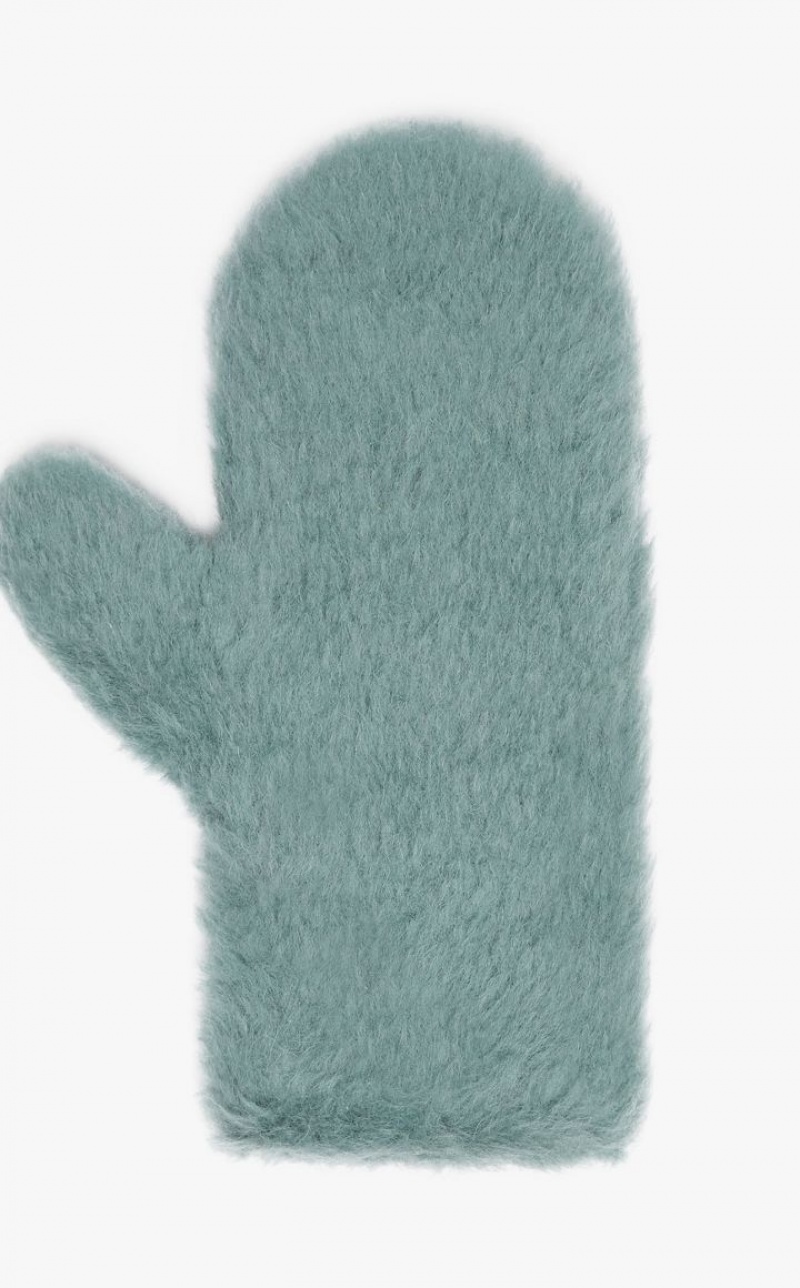 Max Mara Mittens In Teddy Fabric Handschuhe Olivgrün Grün | MMR594227