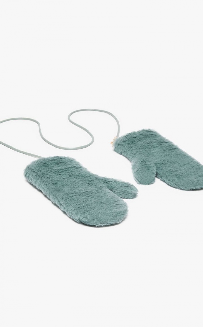 Max Mara Mittens In Teddy Fabric Handschuhe Olivgrün Grün | MMR594227